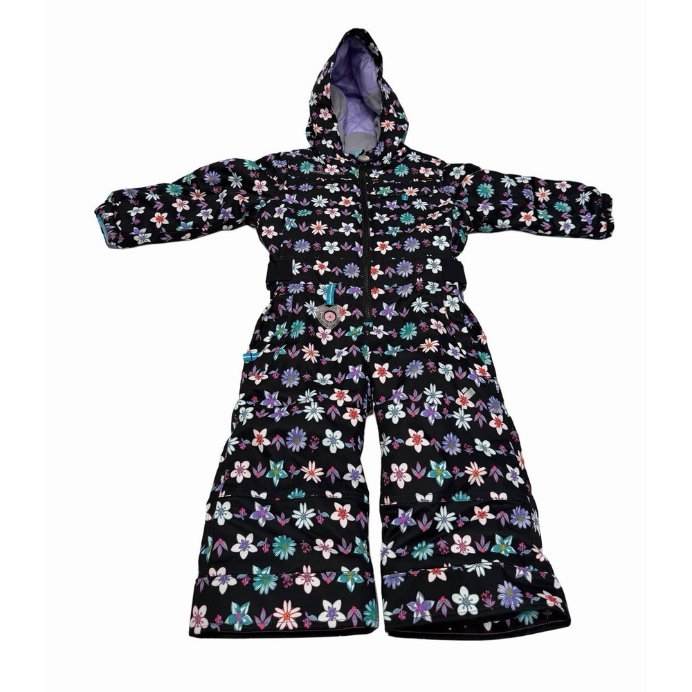 Obermeyer Hooded Floral Snowsuit Ski Multicolor Girl Size 3